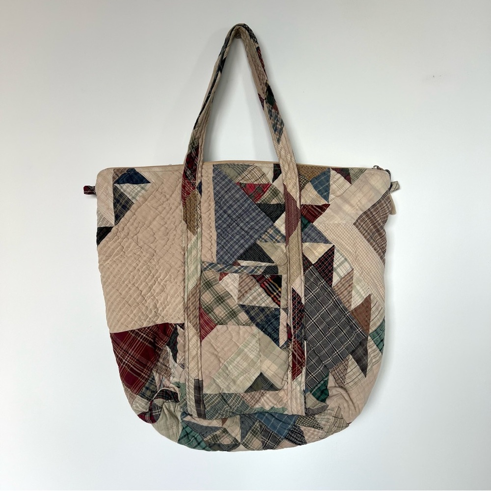 Quilted Plaid Patchwork Tote - image 2
